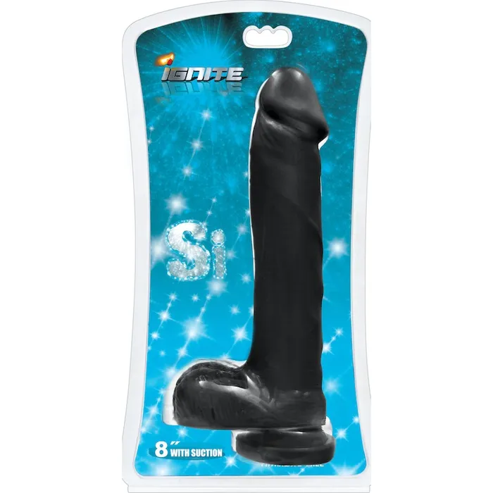 Si Novelties Dildos Ignite Cock w Balls and Suction Black 8in