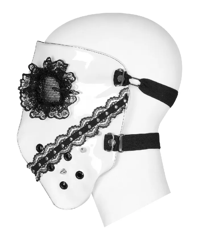Vibrators EVEs SECRETS Gothic Black and White Mask with Lace Detailing and Vents