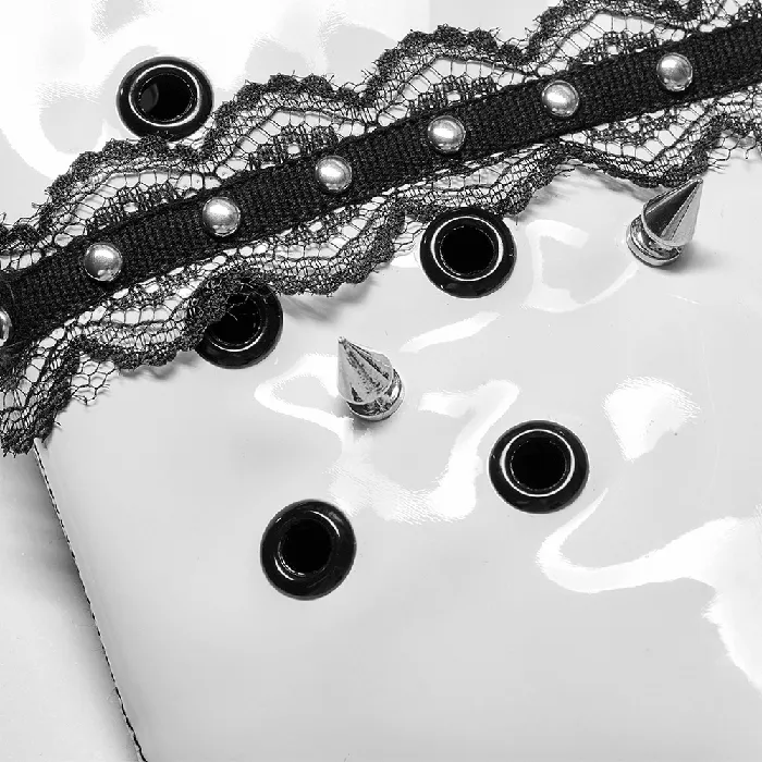 Vibrators EVEs SECRETS Gothic Black and White Mask with Lace Detailing and Vents