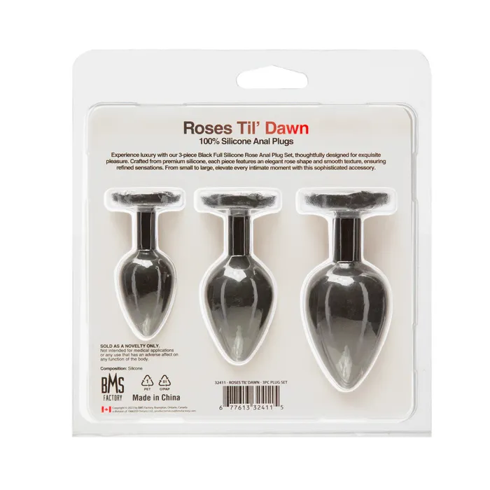 BMS Roses Til Dawn Silicone Anal Plug Kit Starter Kit Black BMS Enterprises Anal BMS Roses Til Dawn Silicone Anal Plug Kit Starter Kit Black BMS Enterprises Anal
