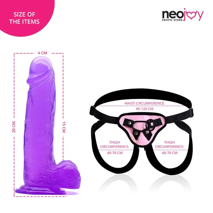 Neojoy Jelly Dildo With StrapOn Dong Purple 20cm 79 inch Neojoy Dildos