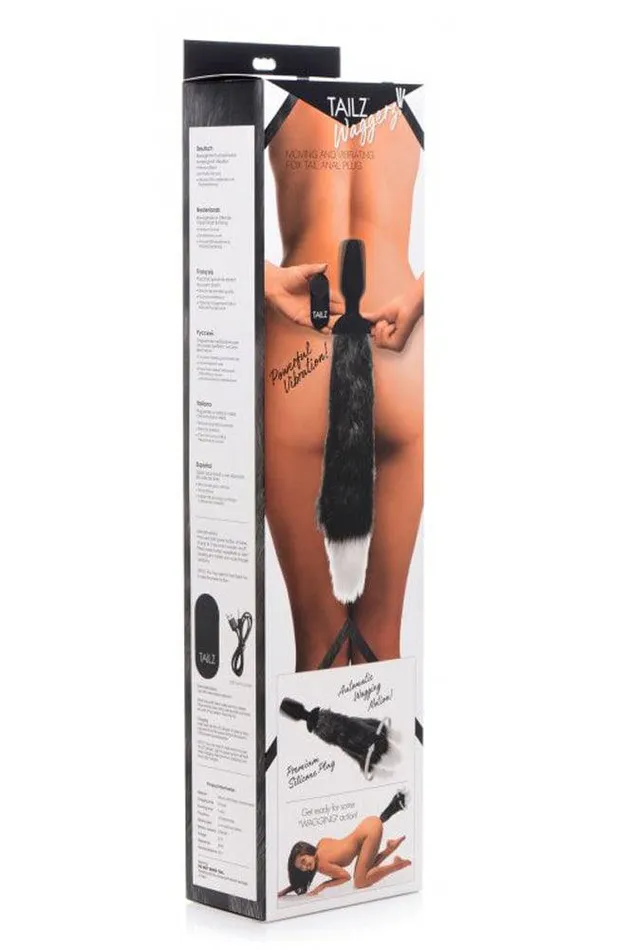 Male Sex Toys XR Brands XR Brands Tailz Waggerz Moving and Vibrating Fox Tail Anal Plug With Remote