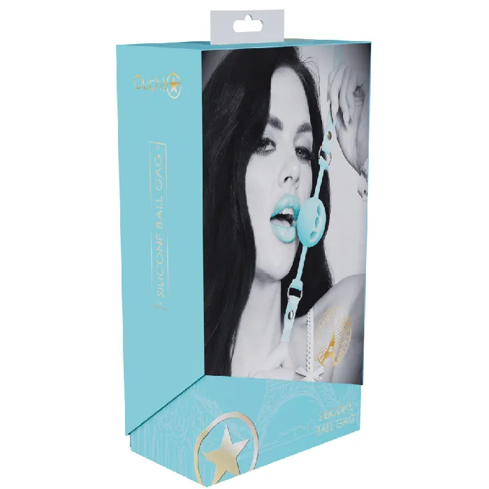 Shots Toys Vibrators Shots Ouch Paris Bondage Collection Silicone Ball Gag Blue