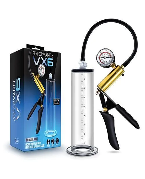 Blush Novelties Male Sex Toys Blush Performance Vx6 Vacuum Penis Pump Wbrass Pistol Pressure Gauge Clear Blush Novelties Male Sex Toys Blush Performance Vx6 Vacuum Penis Pump Wbrass Pistol Pressure Gauge Clear