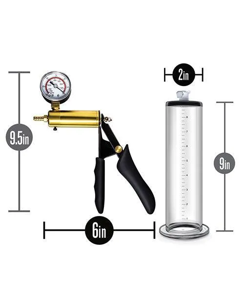 Blush Novelties Male Sex Toys Blush Performance Vx6 Vacuum Penis Pump Wbrass Pistol Pressure Gauge Clear