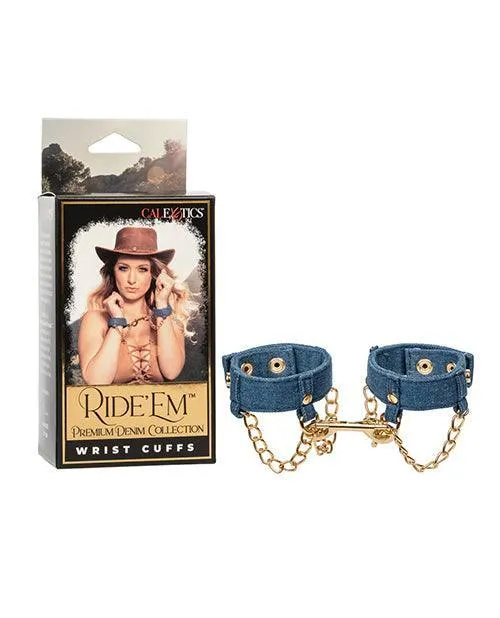 California Exotic Novelties Ride em Premium Denim Collection Wrist Cuffs Couples California Exotic Novelties Ride em Premium Denim Collection Wrist Cuffs Couples