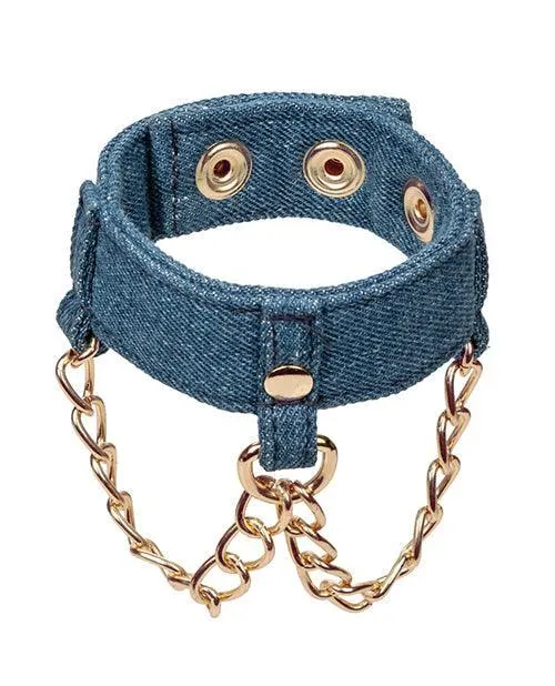 California Exotic Novelties Ride em Premium Denim Collection Wrist Cuffs Couples