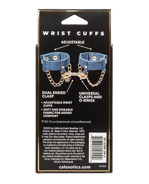 California Exotic Novelties Ride em Premium Denim Collection Wrist Cuffs Couples
