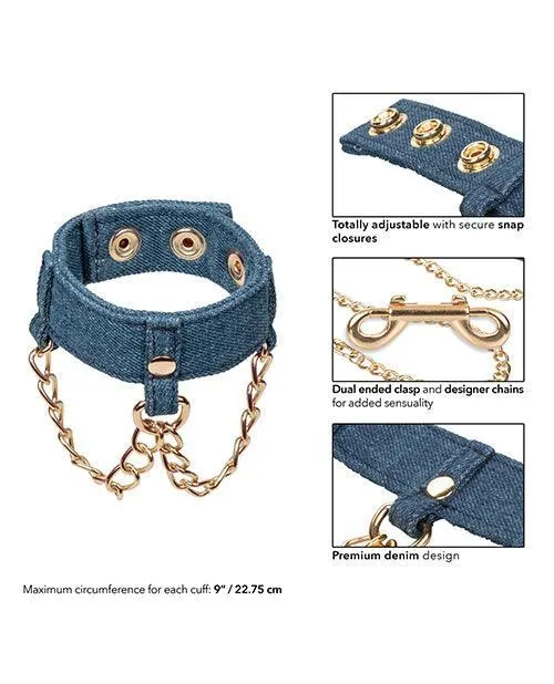 California Exotic Novelties Ride em Premium Denim Collection Wrist Cuffs Couples
