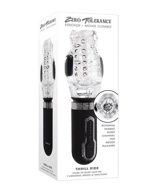 Evolved Novelties INC Anal Zero Tolerance Thrill Ride Rechargeable Stroker BlackClear