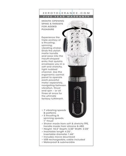 Evolved Novelties INC Anal Zero Tolerance Thrill Ride Rechargeable Stroker BlackClear Evolved Novelties INC Anal Zero Tolerance Thrill Ride Rechargeable Stroker BlackClear
