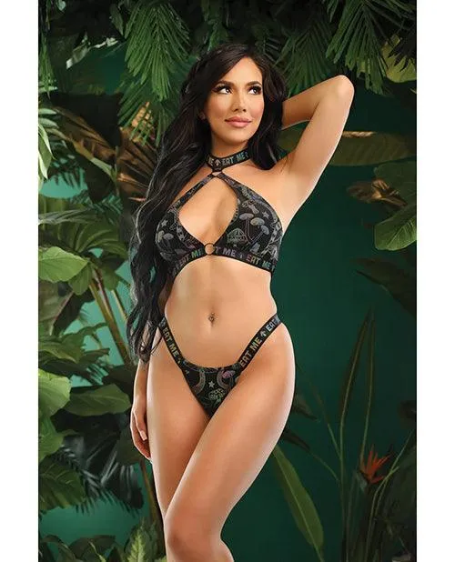 Fantasy Lingerie Vibes Eat Me Flash Reactive Mushroom Print Halter Bralette wThong Black Vibrators Fantasy Lingerie Vibes Eat Me Flash Reactive Mushroom Print Halter Bralette wThong Black Vibrators