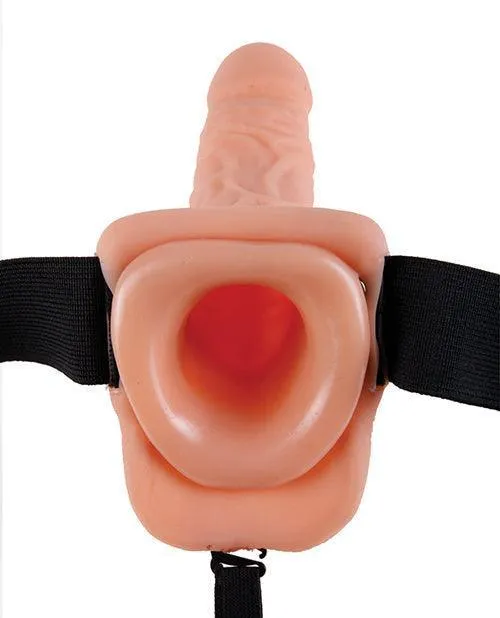 Female Sex Toys Pipedream Products Fetish Fantasy Series 9 Vibrating Hollow Strap On Wballs Flesh