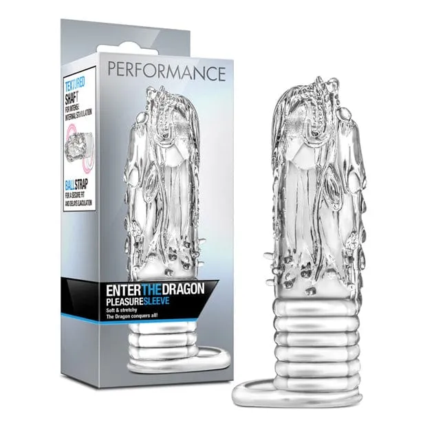 Male Sex Toys Blush Novelties Blush Novelties Performance Enter the Dragon Textured Penis Sleeve Clear