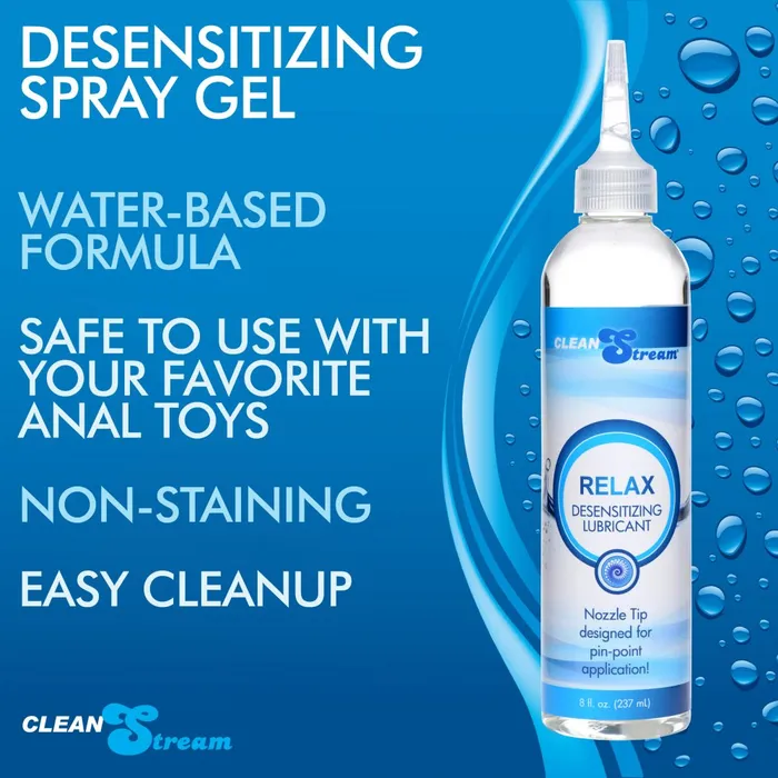CleanStream Sexual Health Wellbeing Relax Desensitizing Lubricant with Nozzle Tip 8 oz