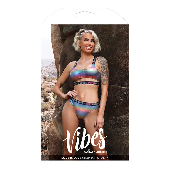 Fantasy Lingerie Vibes Love is Love Underboob Cutout Top Cheeky Panty Rainbow Holo LXL Fantasy Lingerie Vibrators Fantasy Lingerie Vibes Love is Love Underboob Cutout Top Cheeky Panty Rainbow Holo LXL Fantasy Lingerie Vibrators