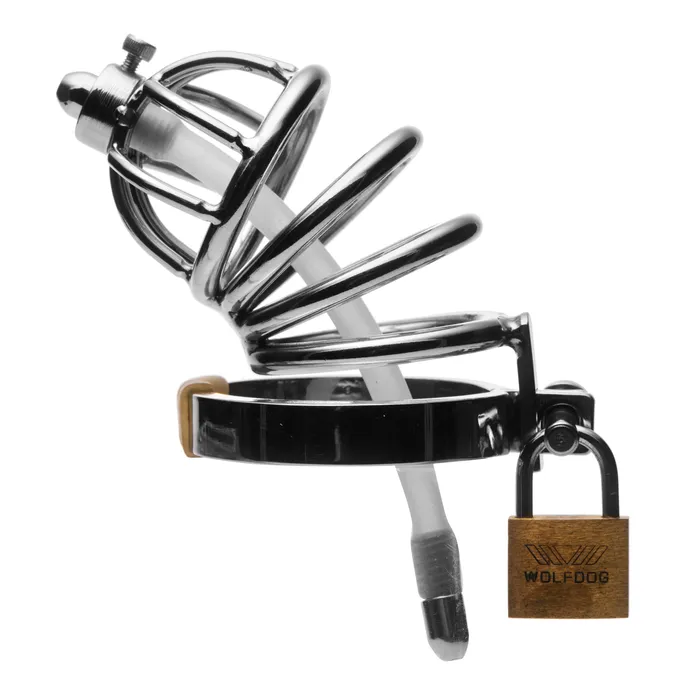 Male Sex Toys Master Series Stainless Steel Chastity Cage with Silicone Urethral Plug Male Sex Toys Master Series Stainless Steel Chastity Cage with Silicone Urethral Plug