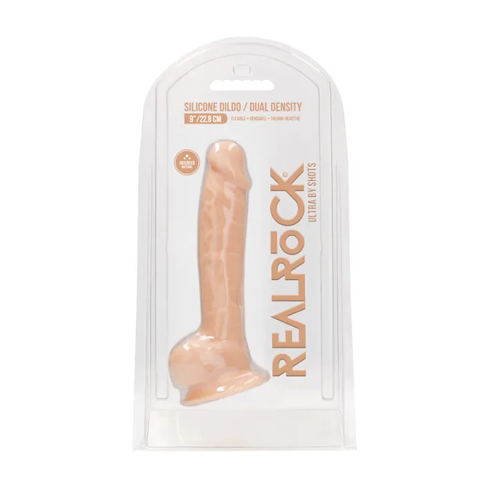 RealRock Ultra Realistic Dual Density Silicone 9 in Bendable Dildo With Balls Beige Shots America LLC Female Sex Toys RealRock Ultra Realistic Dual Density Silicone 9 in Bendable Dildo With Balls Beige Shots America LLC Female Sex Toys