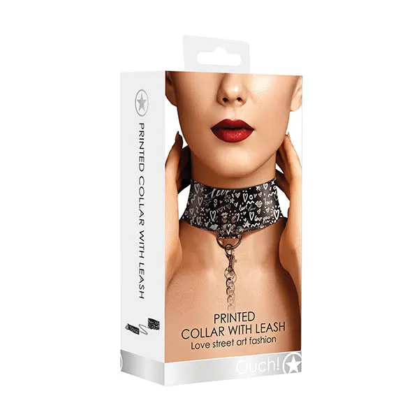 Shots Toys Couples Ouch Graffiti Collar with Leash
