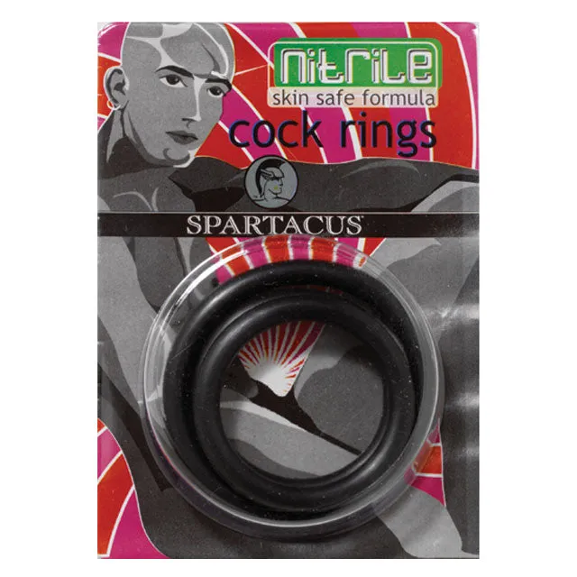 Spartacus Male Sex Toys Nitrile Cock Ring Set Black3