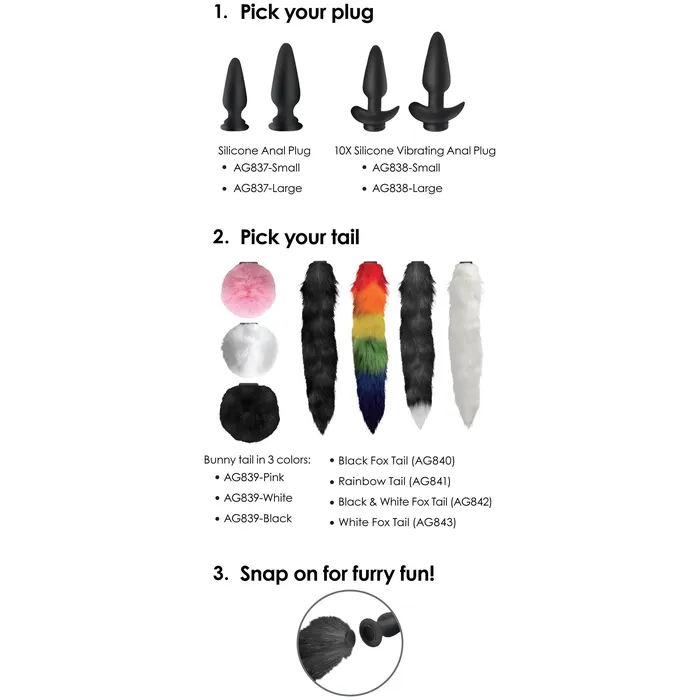 Tailz Vibrators Interchangeable Bunny Tail Pink
