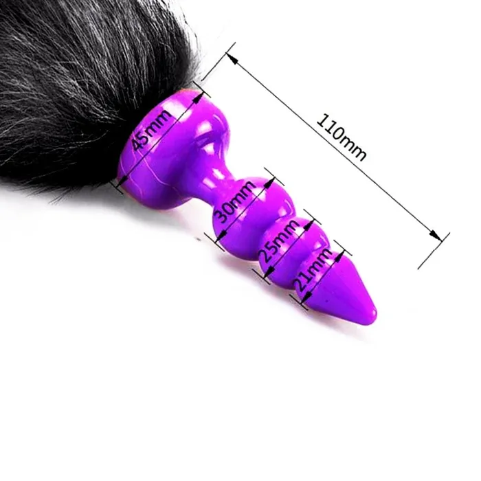 16 Black Fox Tail Silicone Plug Love Plugs Anal