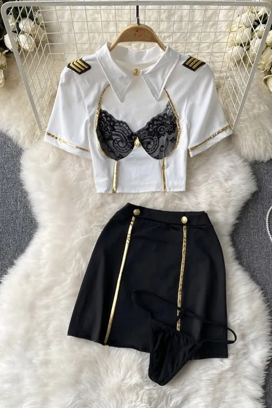 Anal Sinderella Captains Charm AviationThemed Lingerie Set