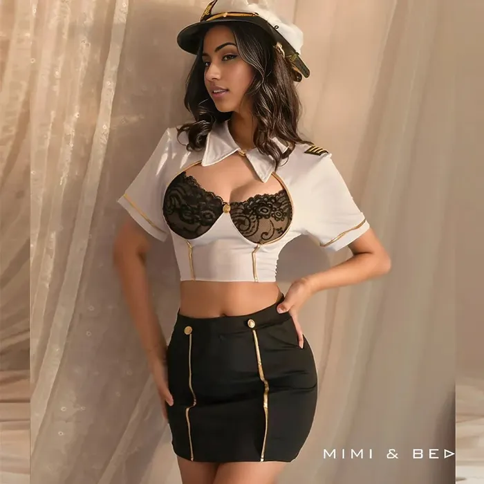 Anal Sinderella Captains Charm AviationThemed Lingerie Set