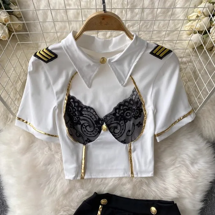 Anal Sinderella Captains Charm AviationThemed Lingerie Set