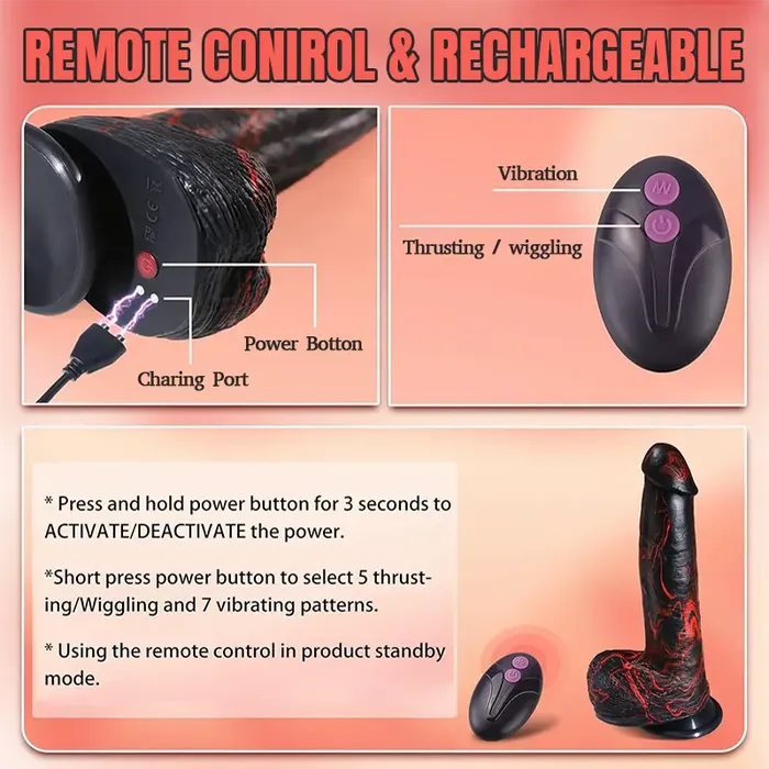 Female Sex Toys Inyarose Lava Burst Thrusting Dildo Vibrator