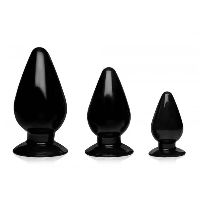 Master Series Anal Triple Cones 3 Pc Anal Plug Set Black