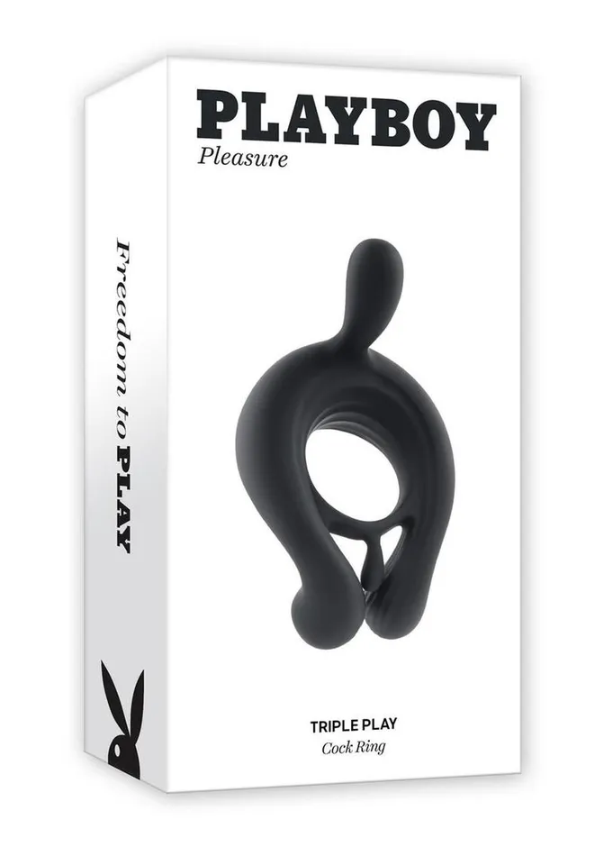 Playboy Male Sex Toys Playboy Triple Play Rechargeable Silicone Cock Ring with Remote Control