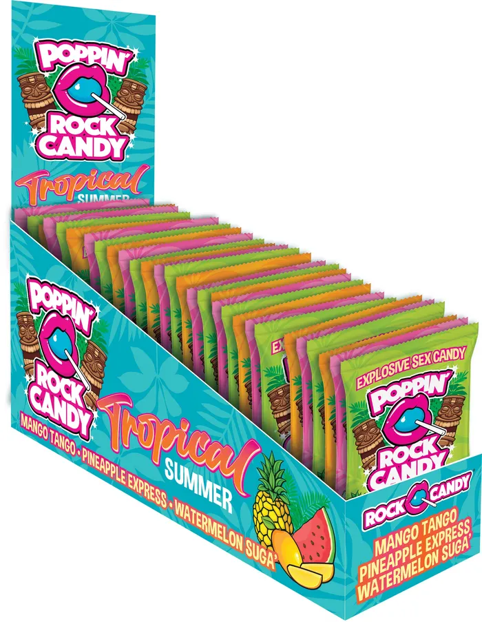 Vibrators Popping Rock Tropical Summer 36 Pk Display Mango Tango Pineapple Express Watermelon Sugar Rock Candy