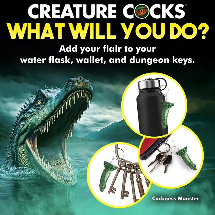 XR Brands Creature Cocks Vibrators Cockness Monster Keychain Green