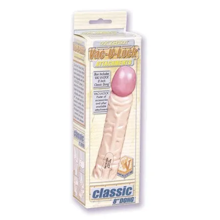 Doc Johnson Dildos VacULock 8 Inch Classic Dong White