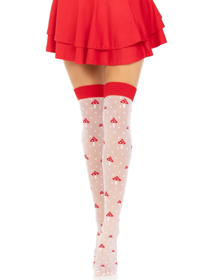 Polka Dot Mushroom Thigh High One Size Whitered Leg Avenue Vibrators