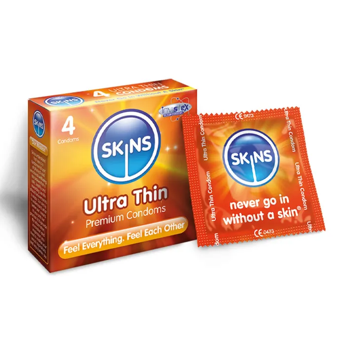 Skins Male Sex Toys Skins Condoms Ultra Thin 4 Pack
