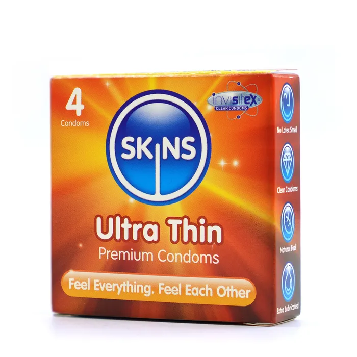 Skins Male Sex Toys Skins Condoms Ultra Thin 4 Pack Skins Male Sex Toys Skins Condoms Ultra Thin 4 Pack