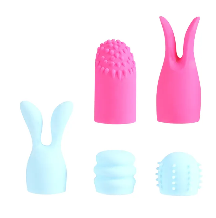 Vibrators Quinn 5 Piece Silicone Attachments Pinkblue Maia Toys