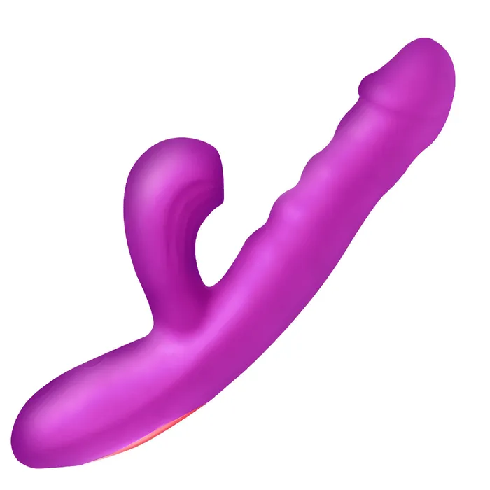 XR Brands Vibrators Thrust Wave Thrusting and Sucking Rabbit Vibrator Purple