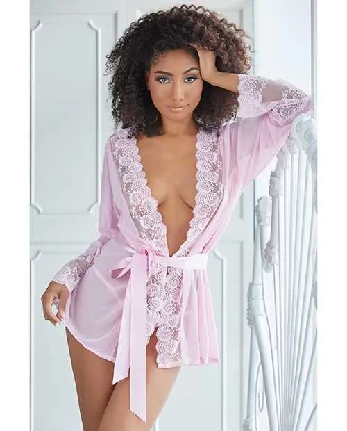 Allure Vibrators Allure Nina Lace Mesh Robe wGString Pink LXL Allure Vibrators Allure Nina Lace Mesh Robe wGString Pink LXL