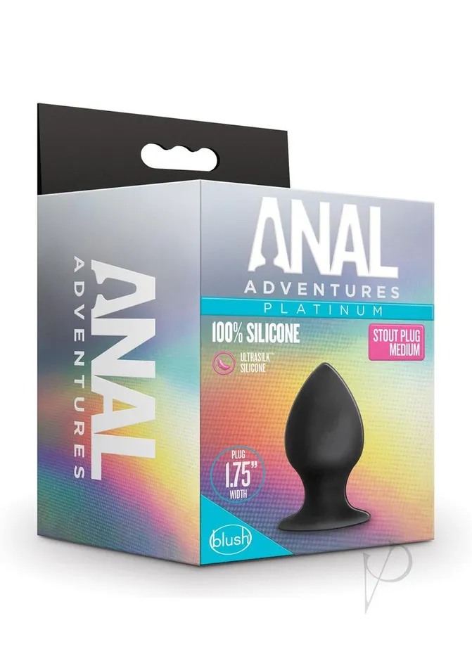 Anal Adventures Platinum Silicone Anal Stout Plug Medium Black Anal Adventures Male Sex Toys Anal Adventures Platinum Silicone Anal Stout Plug Medium Black Anal Adventures Male Sex Toys