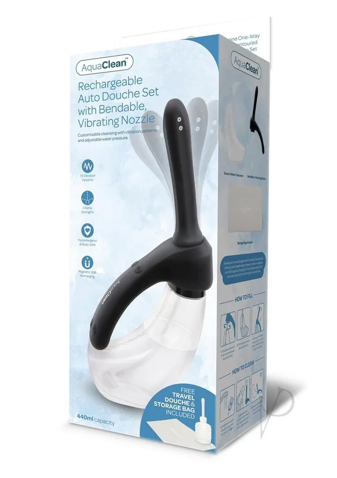 Anal Aqua Clean AquaClean Rechargeable Auto Douche Black