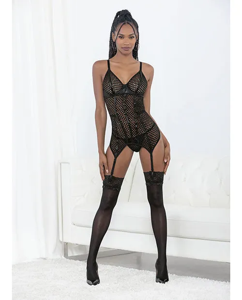 Anal Escante Honeycomb wVinyl Trim Bustier GString Black SM Anal Escante Honeycomb wVinyl Trim Bustier GString Black SM