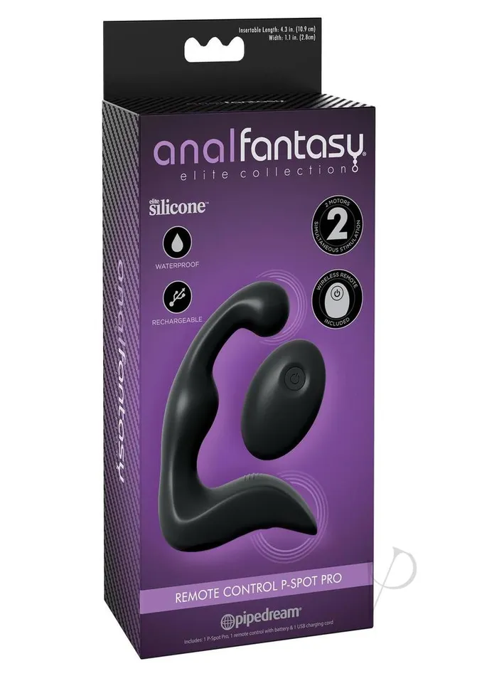 Anal Fantasy Elite Female Sex Toys Anal Fantasy Elite Silicone Rechargeable PSpot Pro with Remote Control Black