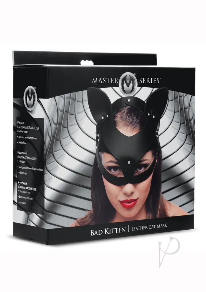 Anal Master Series Master Series Bad Kitten Leather Cat Mask Black