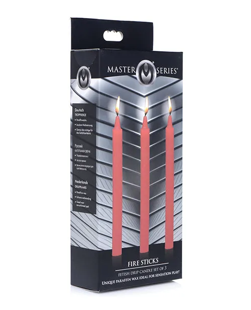 Anal Master Series Master Series Fire Sticks Fetish Drip Candles set of 3 Red