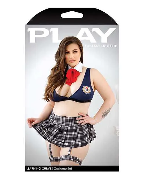 Anal Play By Fantasy Lingerie Play Learning Curves Bowtie Top Gartered Skirt GString Blue 3X4X Anal Play By Fantasy Lingerie Play Learning Curves Bowtie Top Gartered Skirt GString Blue 3X4X
