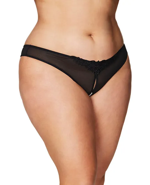 Anal Rsvp By Oh La La Cheri Crotchless Thong wPearls Black 3X4X