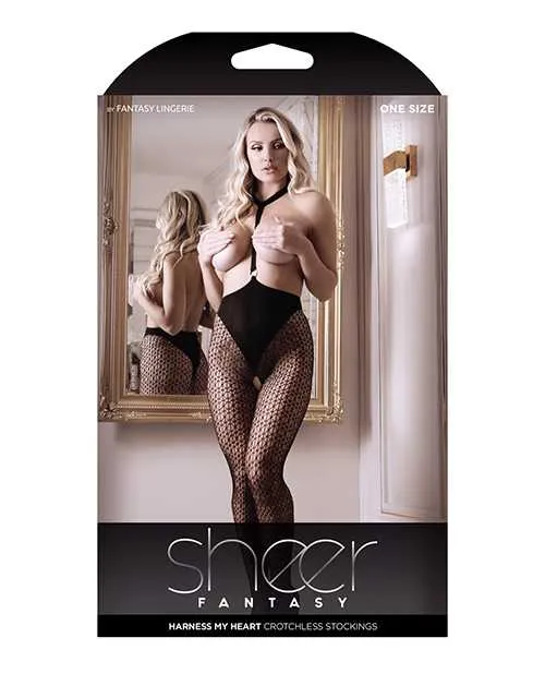 Anal Sheer Fantasy Sheer Fantasy Choker Harness Stockings wOpen Crotchless Black OS Anal Sheer Fantasy Sheer Fantasy Choker Harness Stockings wOpen Crotchless Black OS
